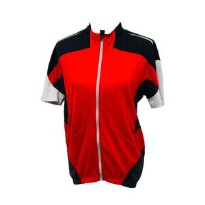 Shimano Men's Cycling Jersey Red Black Short Sleeve Full Zip Athletic Size Large